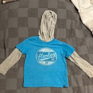 Hurley Blue Tee with Heather Gray Hooded Layered Look